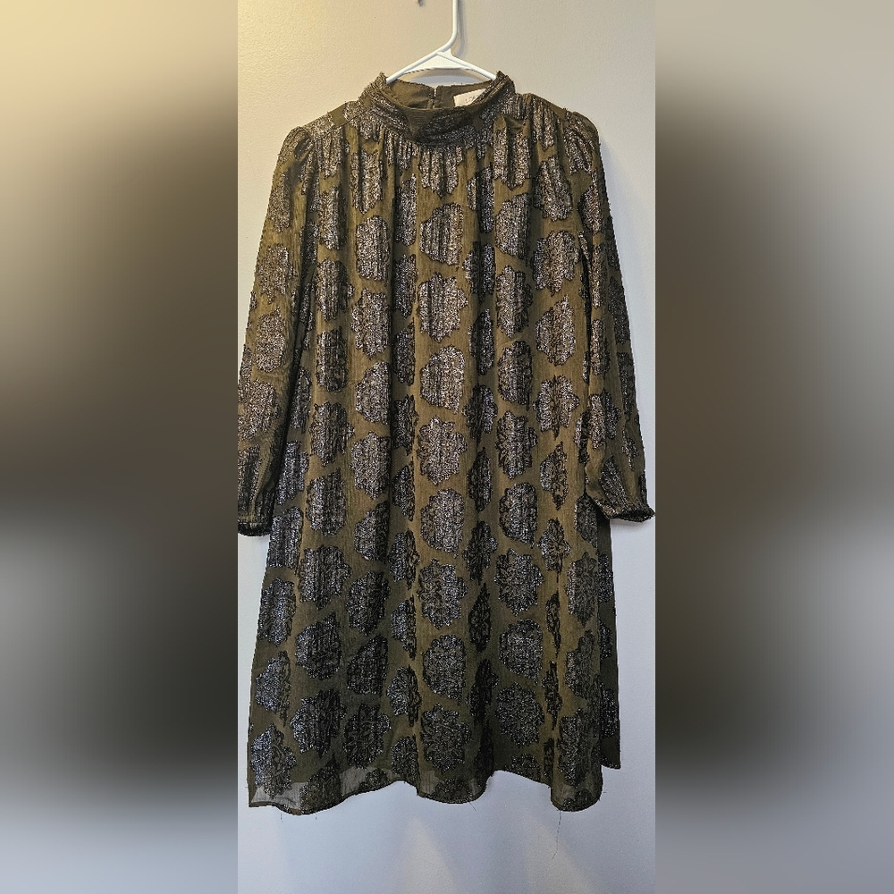 Elegant LOFT Olive Green Swing Dress